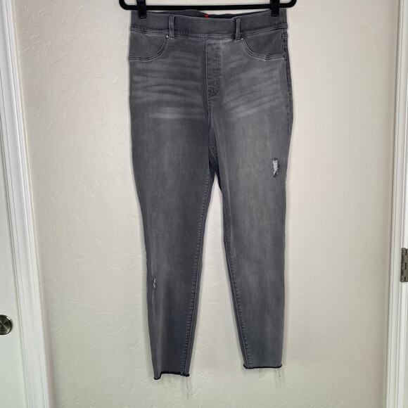 SPANX Vintage Gray Distressed Skinny Denim Leggings Style 20213R Size XL - Picture 10 of 10
